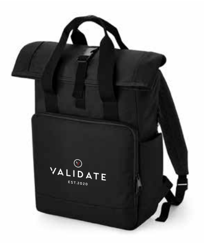 Twin Handle Roll Top Laptop Backpack Black