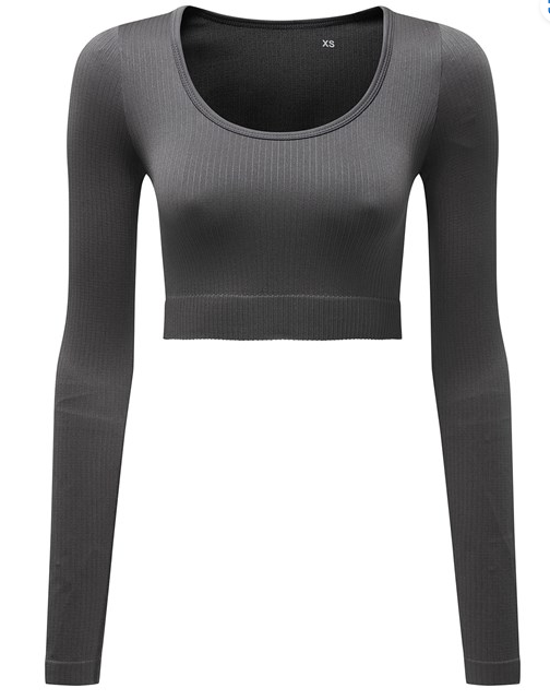 Validate Women’s TriDri® ribbed seamless '3D Fit' crop top Charcoal