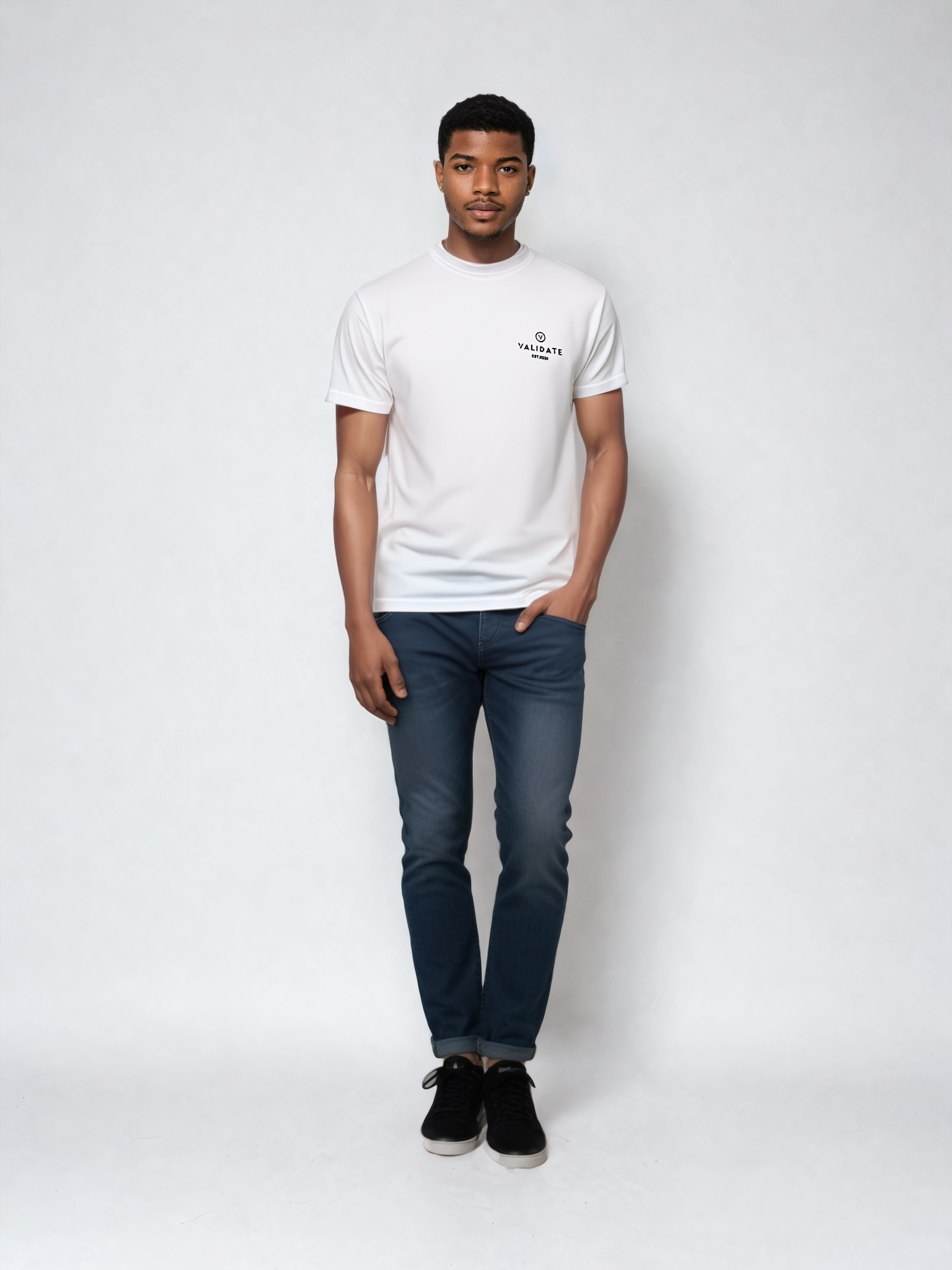 Validate Mens Essential Chest Logo Tee White