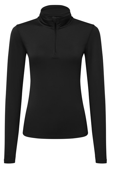 Validate Women’s TriDri® recycled long sleeve brushed back ¼ zip top Black