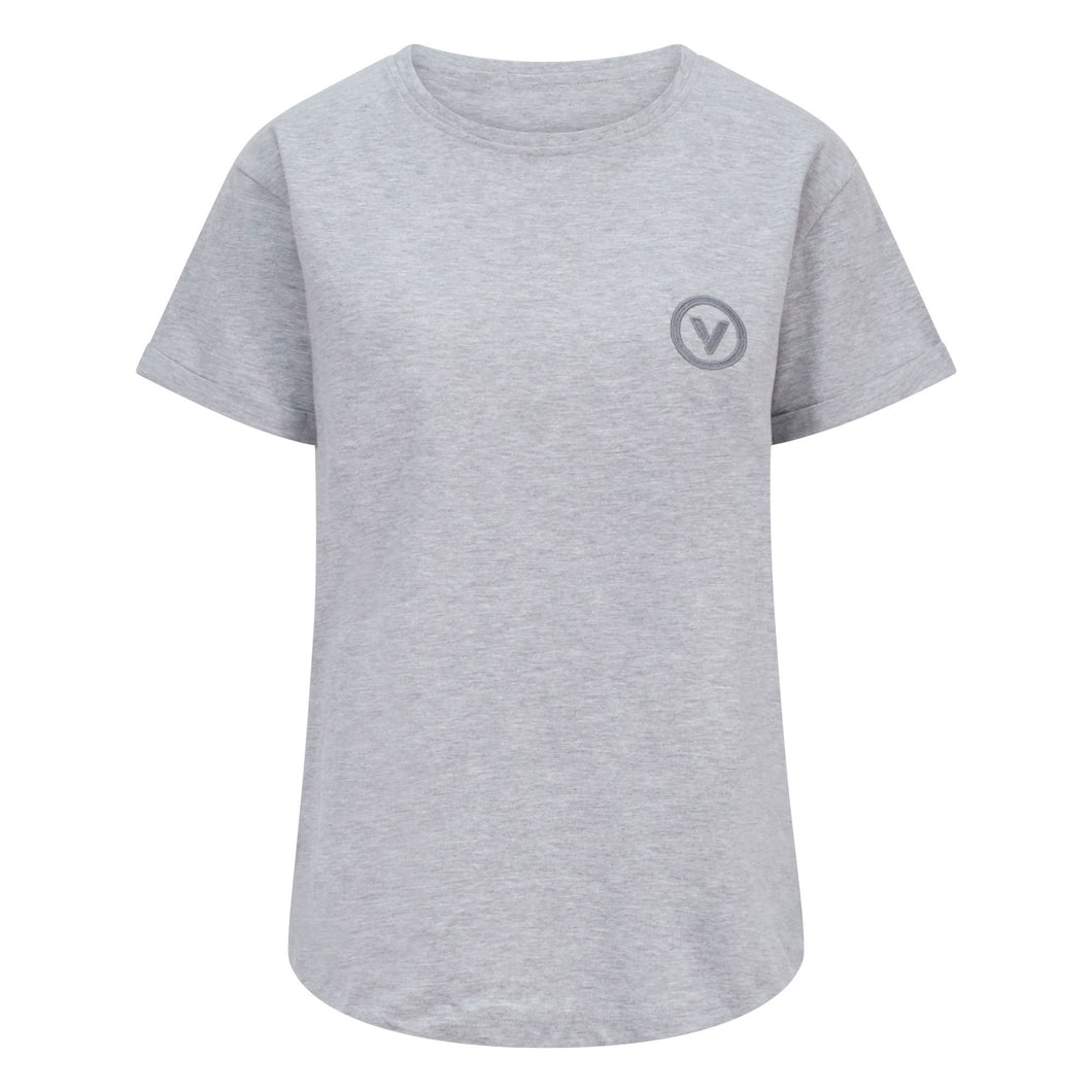 Validate Core Essentials Women's Rolled Sleeve Circle Logo TShirt Grey Heather