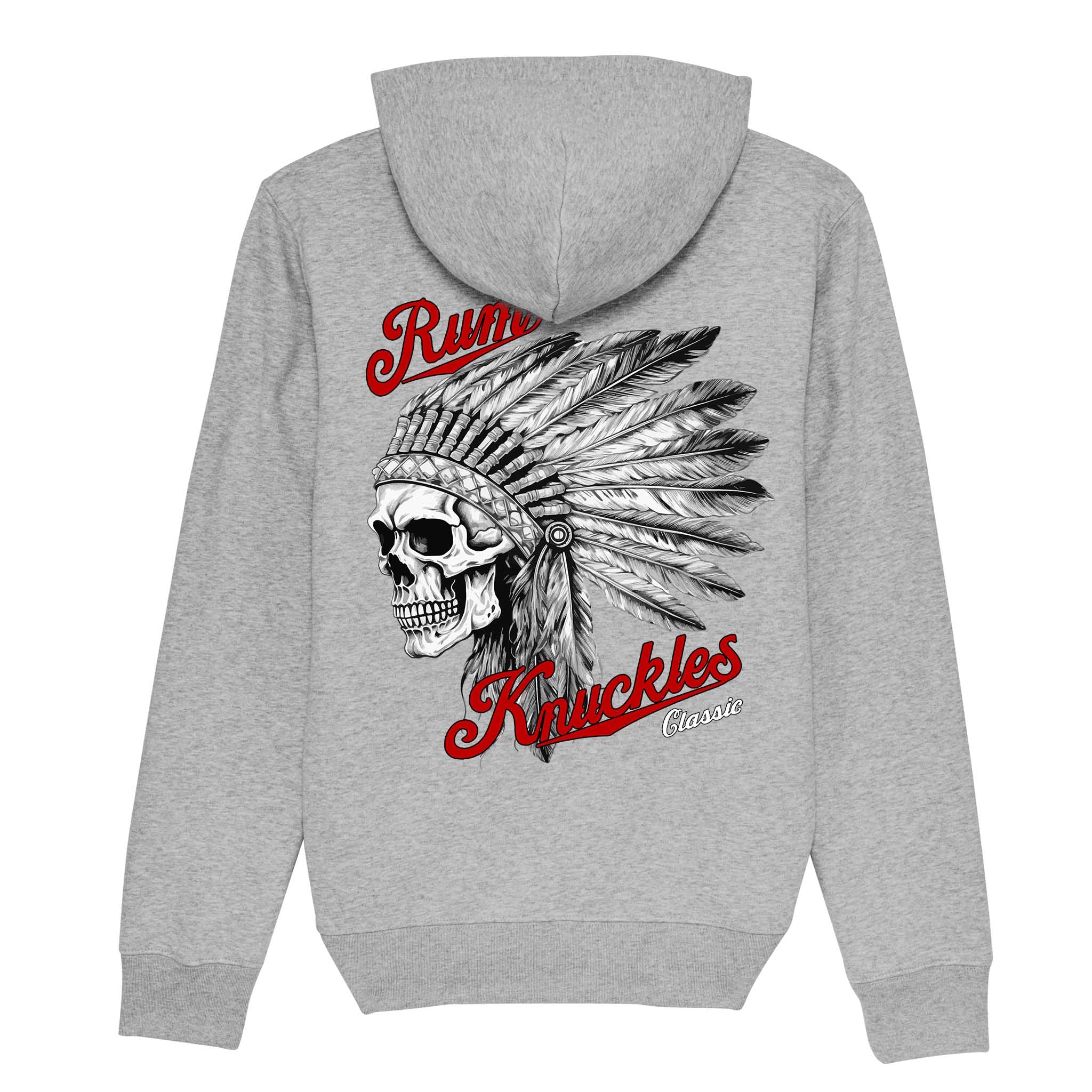 Indian Skull Hoodie – Grey Marl