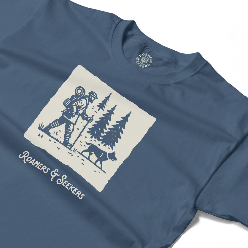 Roamers & Seekers Mens Roam Graphic T-Shirt – Stone Blue – Classic Fit 100% Cotton – Roamers & Seekers Graphic Tee