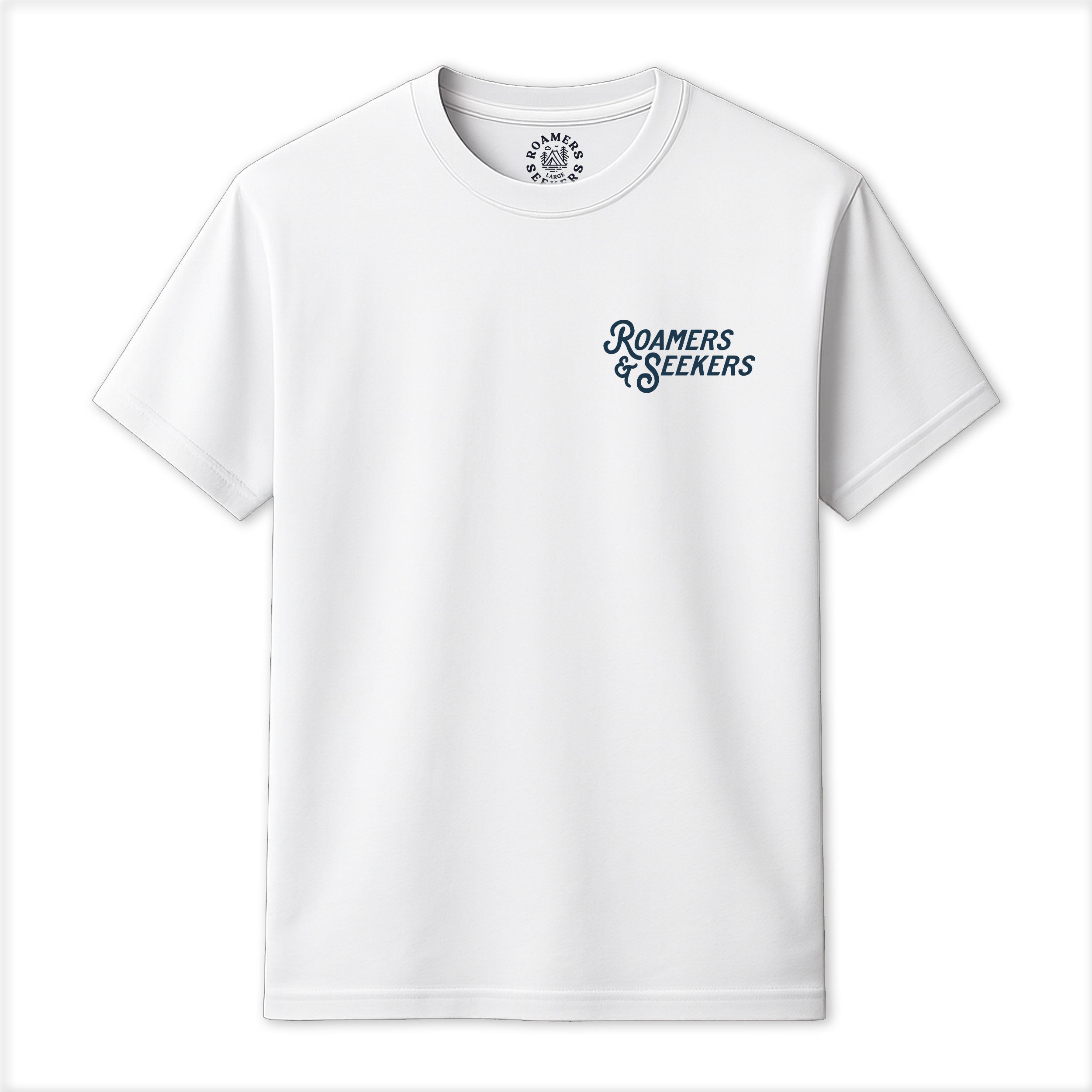 Roamers & Seekers Mens Stack Graphic T-Shirt – White – Classic Fit 100% Cotton – Roamers & Seekers Graphic Tee