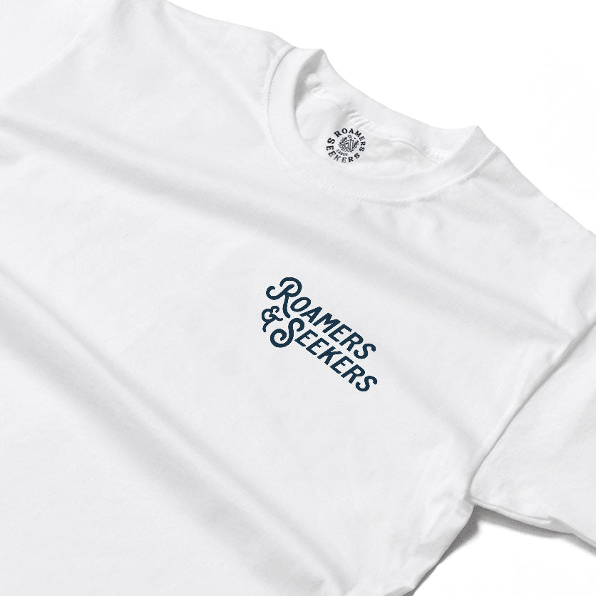 Roamers & Seekers Mens Stack Graphic T-Shirt – White – Classic Fit 100% Cotton – Roamers & Seekers Graphic Tee