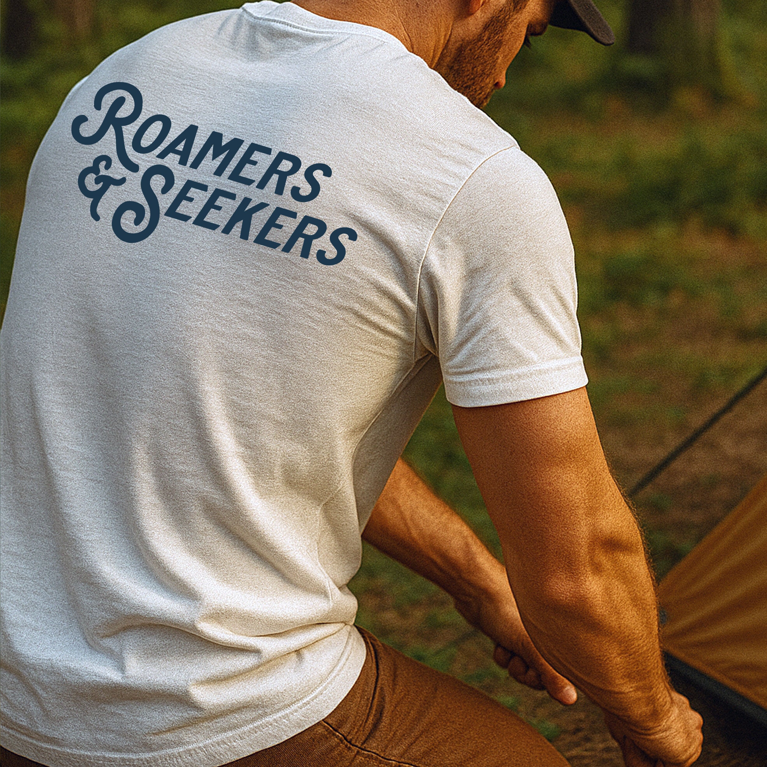 Roamers & Seekers Mens Stack Graphic T-Shirt – White – Classic Fit 100% Cotton – Roamers & Seekers Graphic Tee