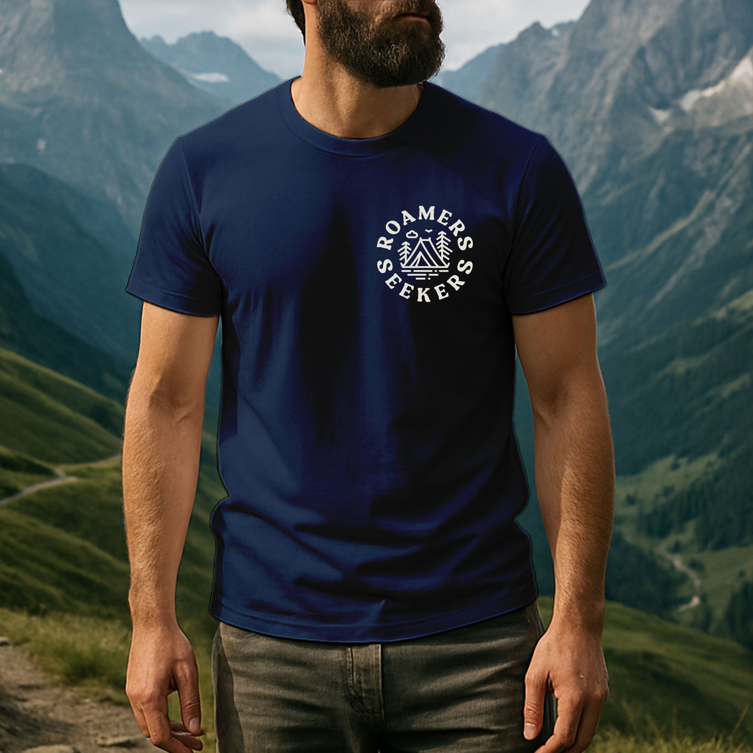 Roamers & Seekers Mens Outback Graphic T-Shirt – Navy Blue – Classic Fit 100% Cotton – Roamers & Seekers Graphic Tee
