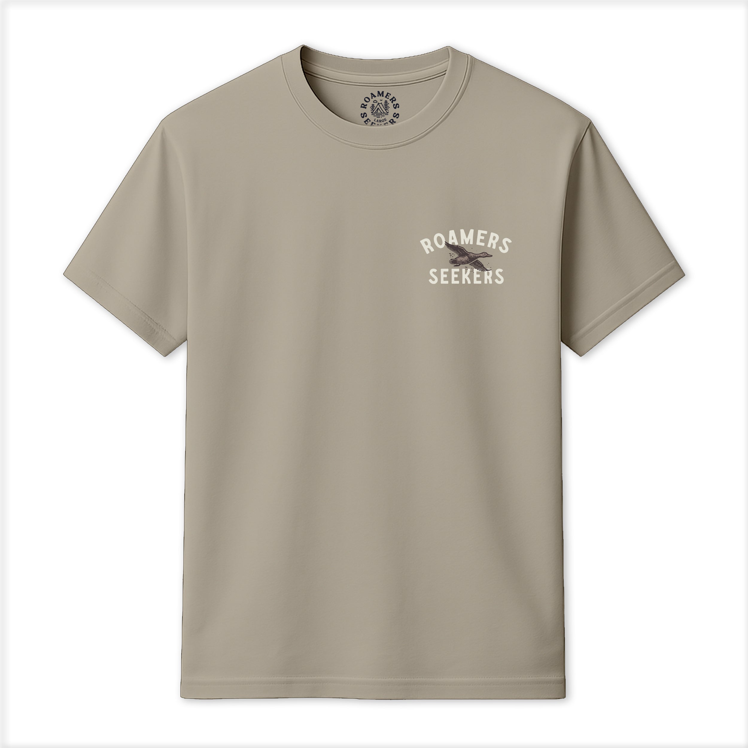 Roamers & Seekers Mens Flock Graphic T-Shirt – Sand – Classic Fit 100% Cotton – Roamers & Seekers Graphic Tee