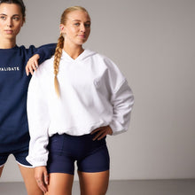 Load image into Gallery viewer, Validate Women&#39;s White Cropped Hoody
