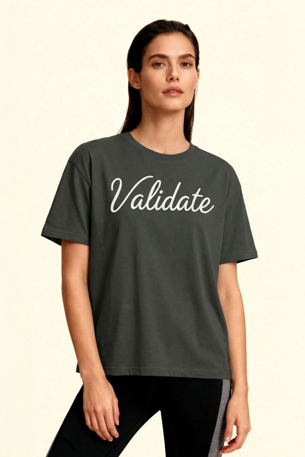 VALIDATE SCRIPT WOMENS T-SHIRT CHARCOAL