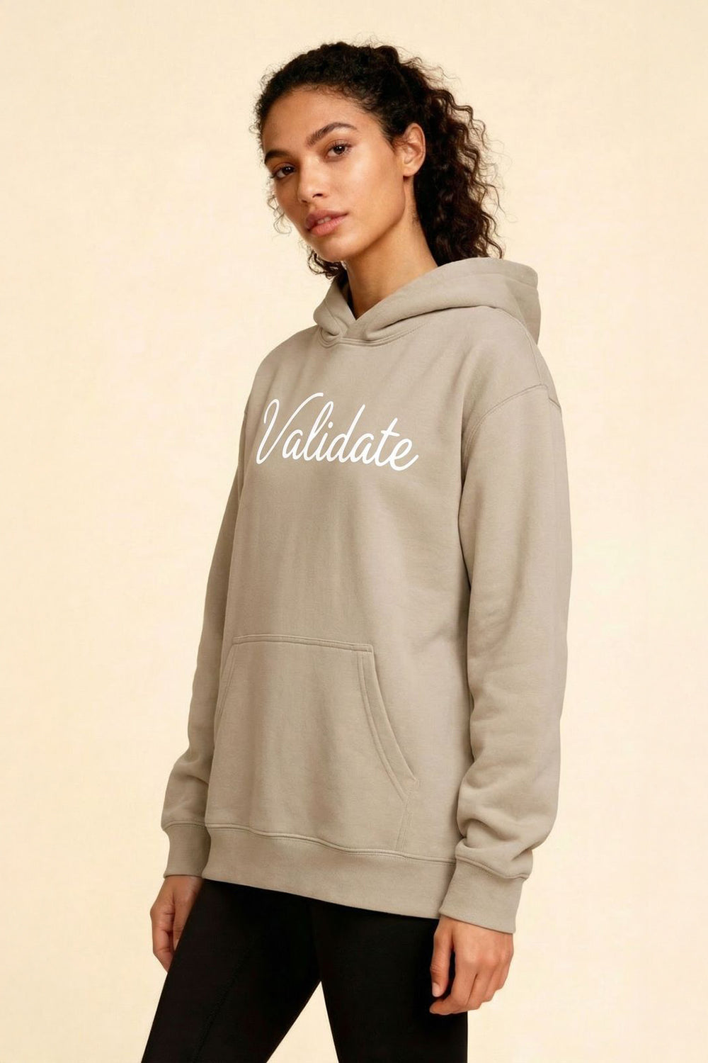 VALIDATE SCRIPT WOMENS OVERSIZE HOODIE STONE