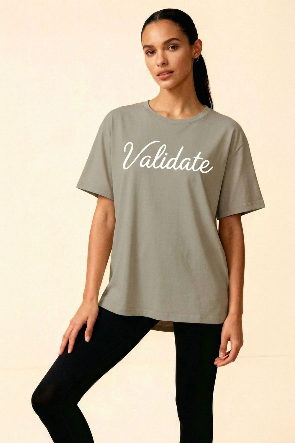 VALIDATE SCRIPT WOMENS T-SHIRT STONE