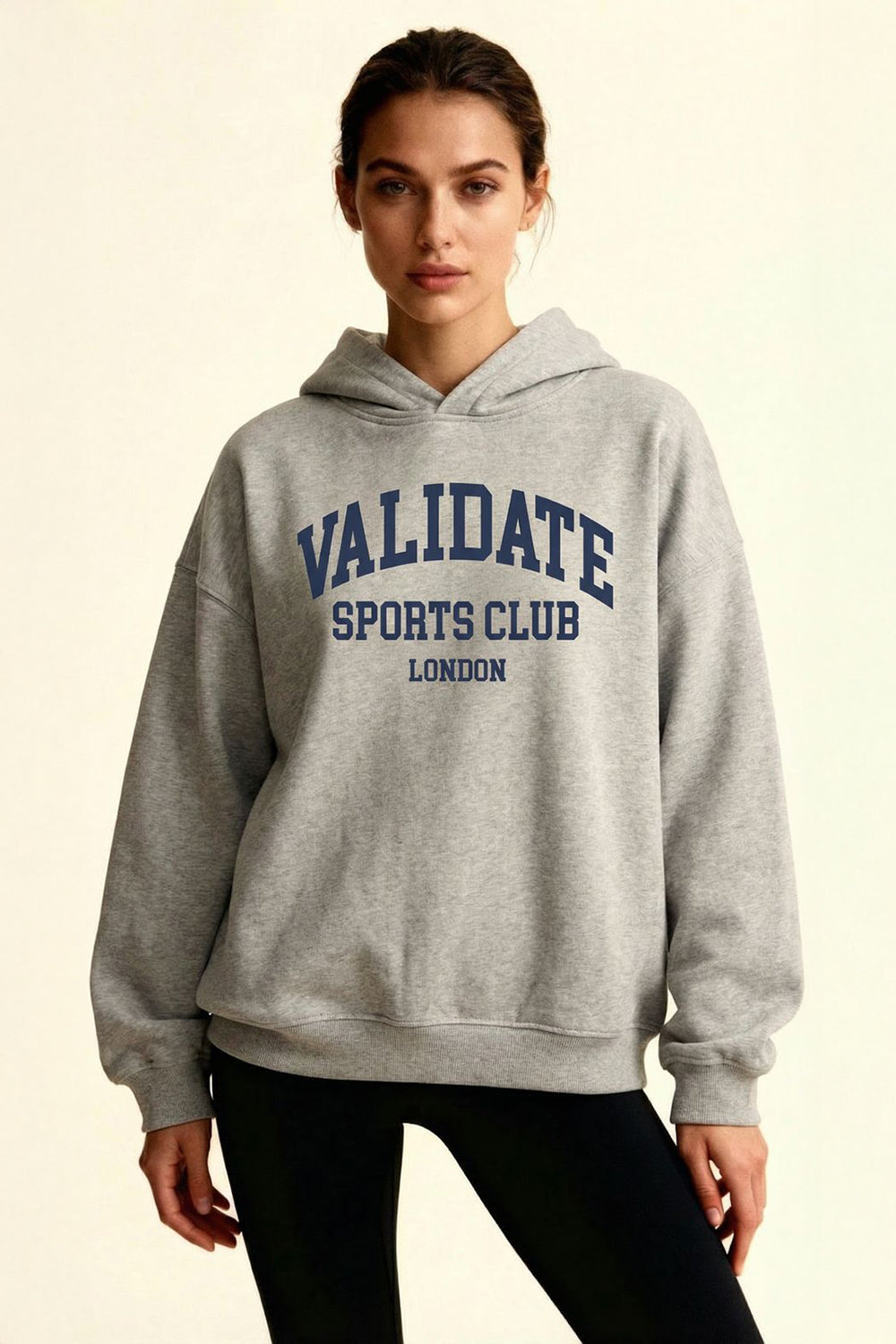VALIDATE VARSITY WOMENS OVERSIZE HOODIE HEATHER GREY