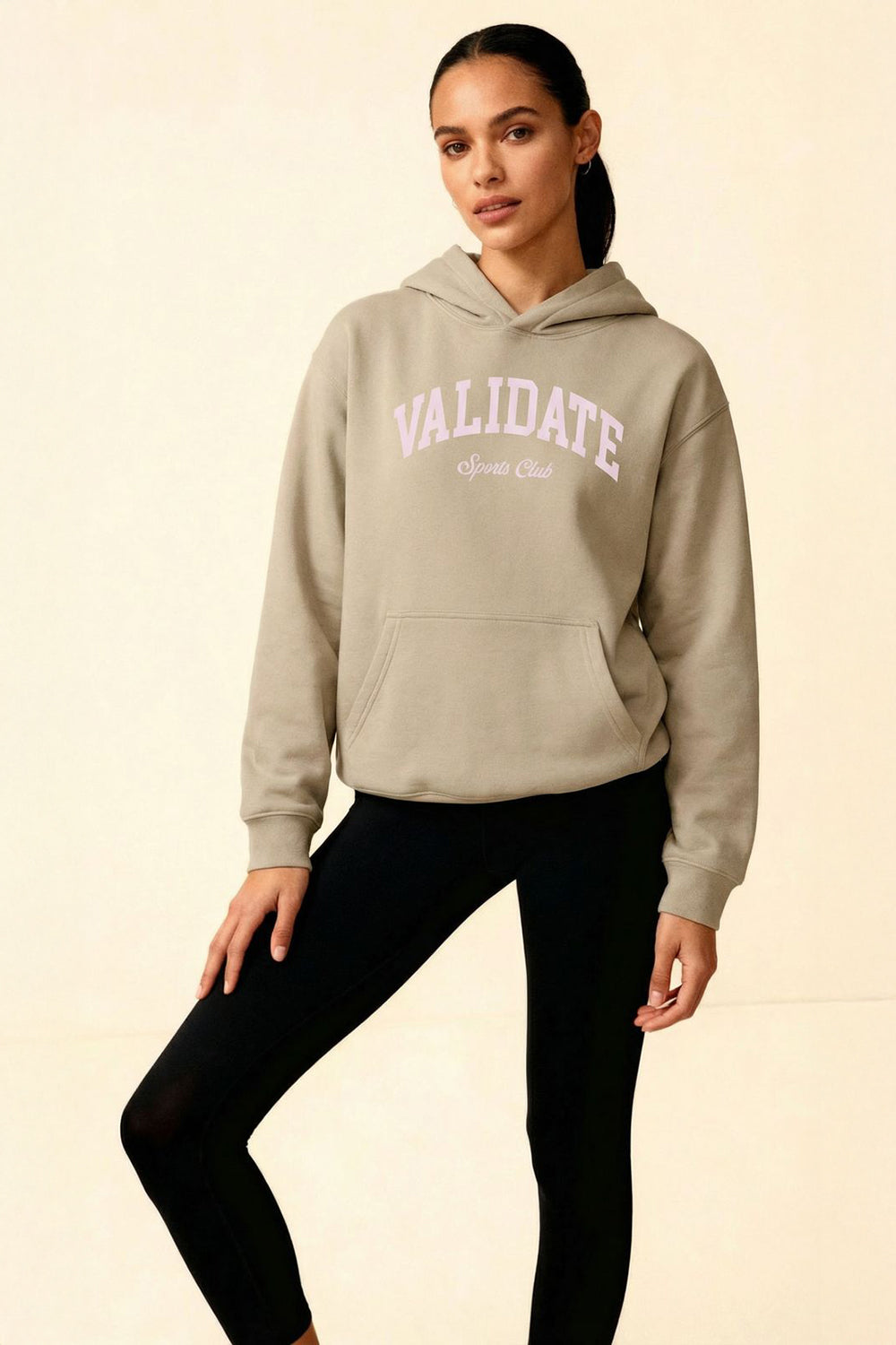 VALIDATE TEAM SPORTS WOMENS OVERSIZE HOODIE STONE