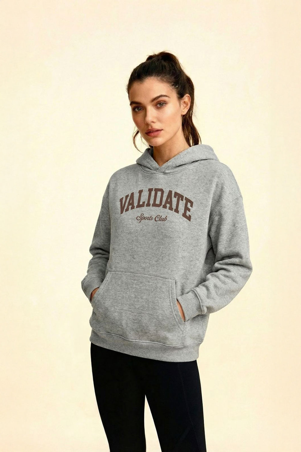 VALIDATE TEAM SPORTS WOMENS OVERSIZE HOODIE HEATHER GREY