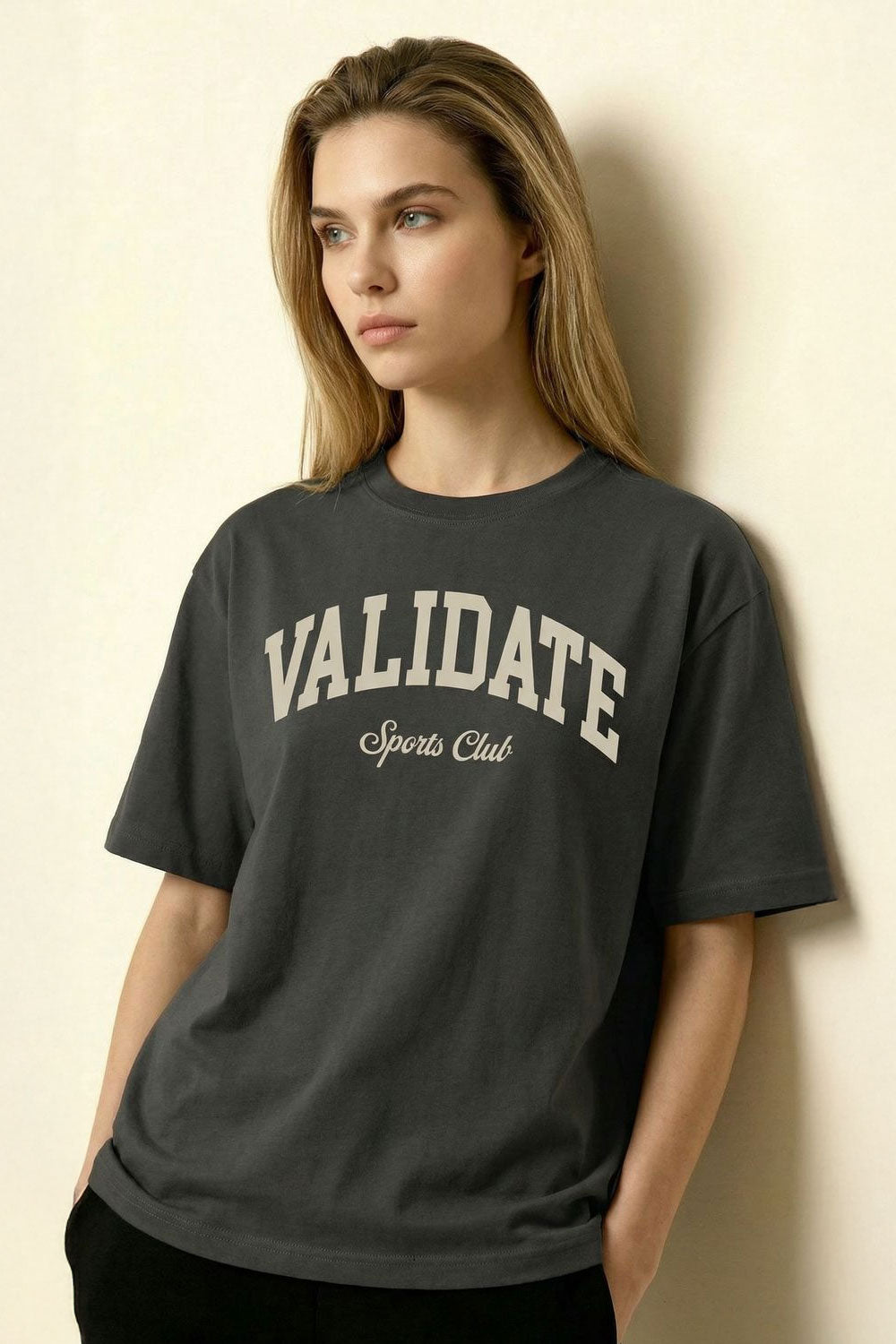 VALIDATE TEAM SPORTS WOMENS T-SHIRT CHARCOAL