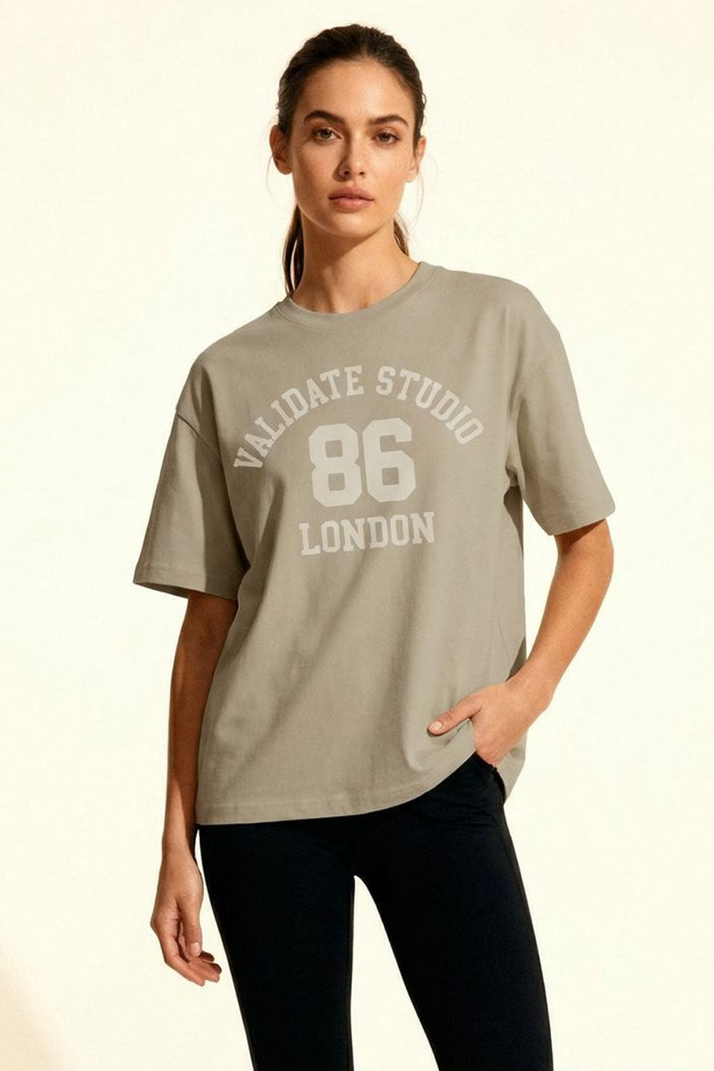 VALIDATE STUDIO WOMENS T-SHIRT STONE