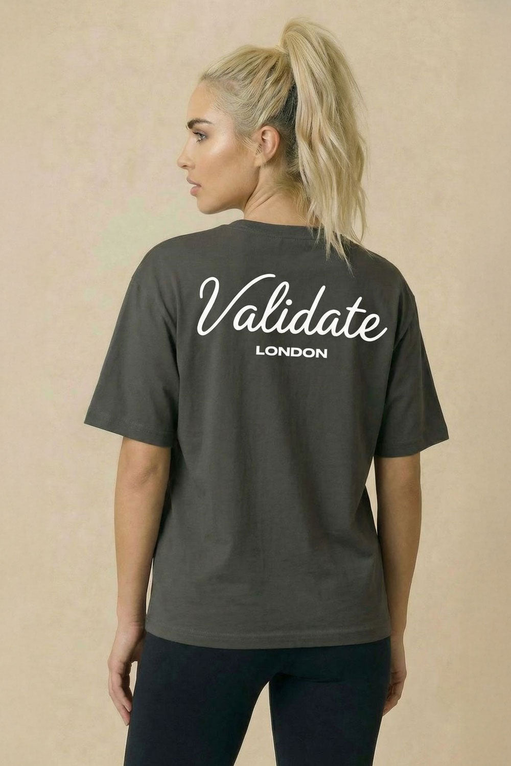 VALIDATE SCRIPT LDN WOMENS T-SHIRT CHARCOAL