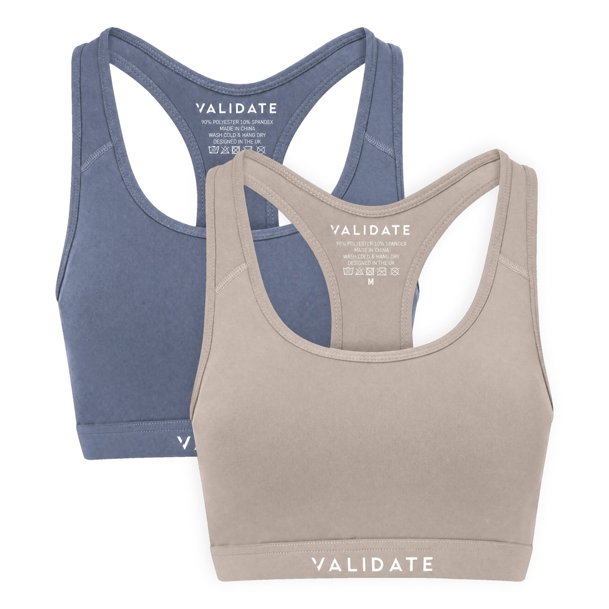 Validate 247 Essential Sports Bra 2 Pack - Blue + Stone