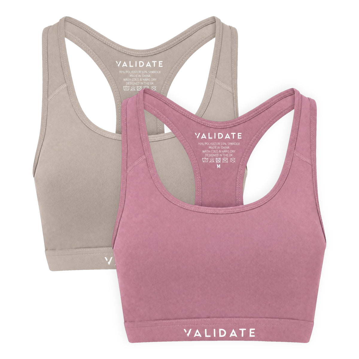 Validate 247 Essential Sports Bra 2 Pack - Pink & Stone
