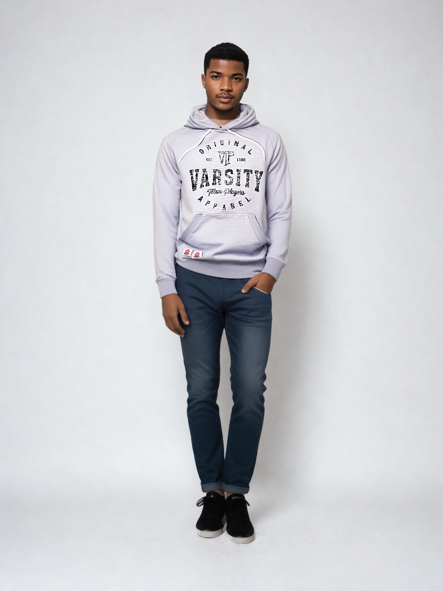 Varsity Mens Hoodie Heather Grey