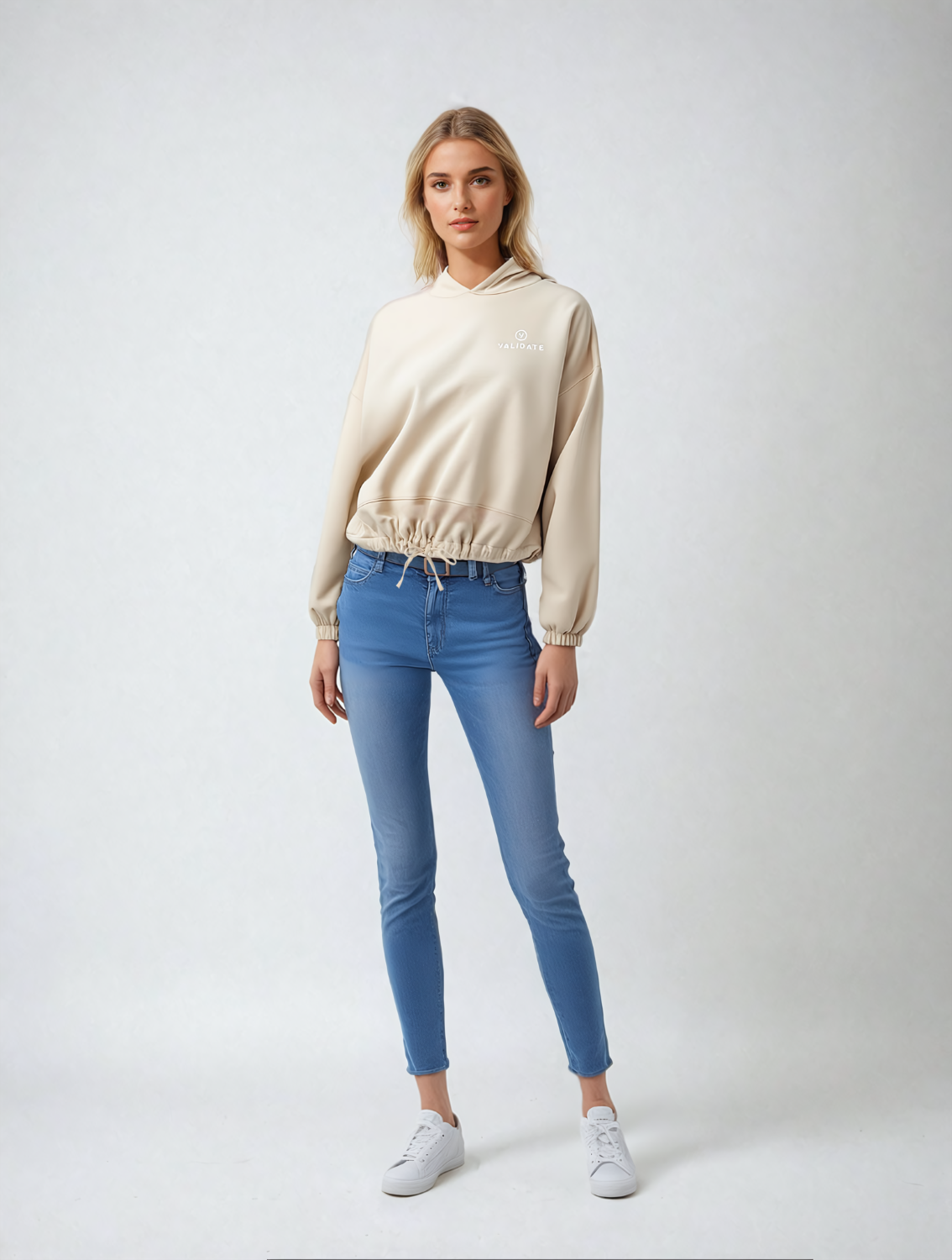 Validate Cropped Hoodie Nude