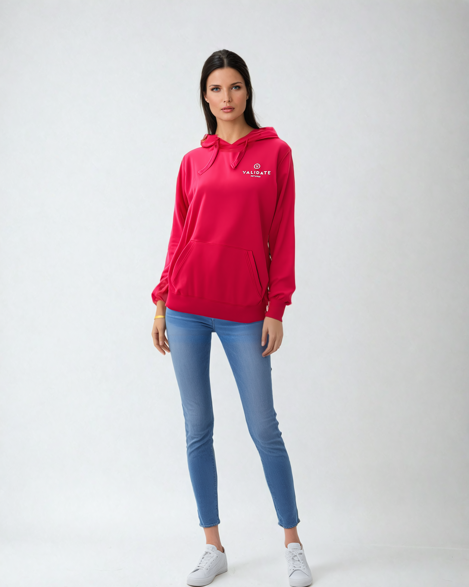 Validate Womens Hoody Stacked Logo Cranberry