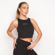 Load image into Gallery viewer, Crosshatch&#39;s Landouts Black Ladies Crop Vest Top | Validate Fashion Women&#39;s T-shirts and Vests | Hertfordshire
