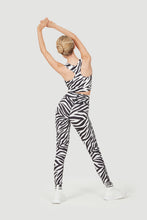 Load image into Gallery viewer, F&amp;G Zip Front Sports Bra Zebra Print
