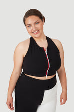 Load image into Gallery viewer, F&amp;G Zip Front Sports Bra Black
