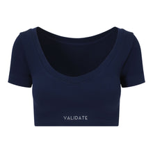 Load image into Gallery viewer, Essential Seamless Ribbed Crop Top Navy
