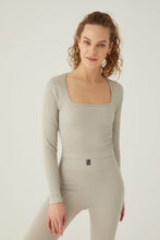Load image into Gallery viewer, F&amp;G Seamless Square Neck Longsleeve Top Grey
